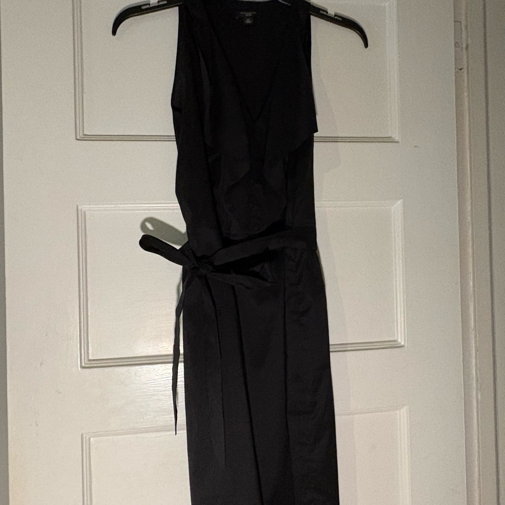 Ann Taylor Black Midi Dress with Belt
